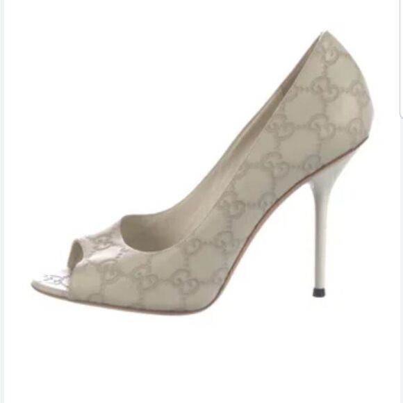 Gucci Guccissima GG Logo Pink Peep Toe Pumps Heels  authentic - Picture 2 of 16